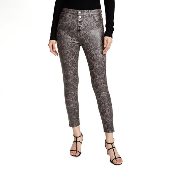 NWT J Brand brown & black snakeskin boa high rise cropped skinny coated jeans - Picture 4 of 15